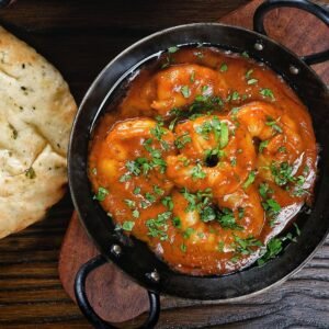 Prawn Korma met Nan brood.