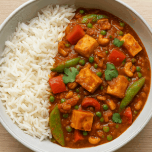 Paneer Madras met Rijst.