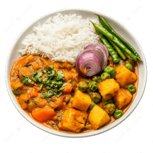 Mixed Vegetables Curry met Rijst.