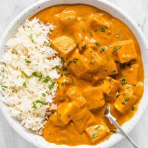 Paneer Massala met Rijst.