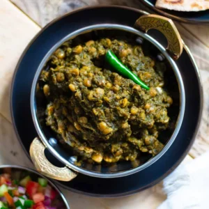 Dal saag met Nan brood.