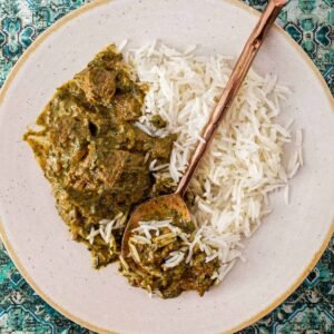 Saag Lamb met Rijst.