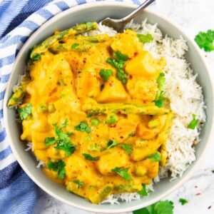 Vegetarische Korma met Rijst.