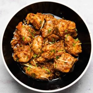 Karai Chicken met rijst.