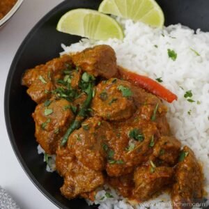 Lamb Korma met rijst.