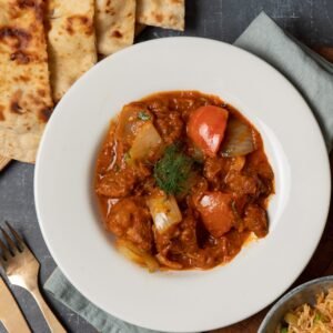 Lamb Dopiazza met rijst.