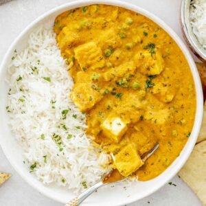 Matter Paneer met Rijst.