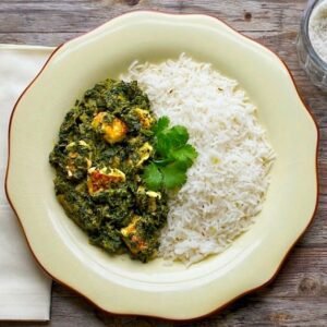 Saag Paneer met Rijst.