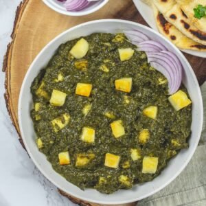 Saag Paneer met Nan brood.